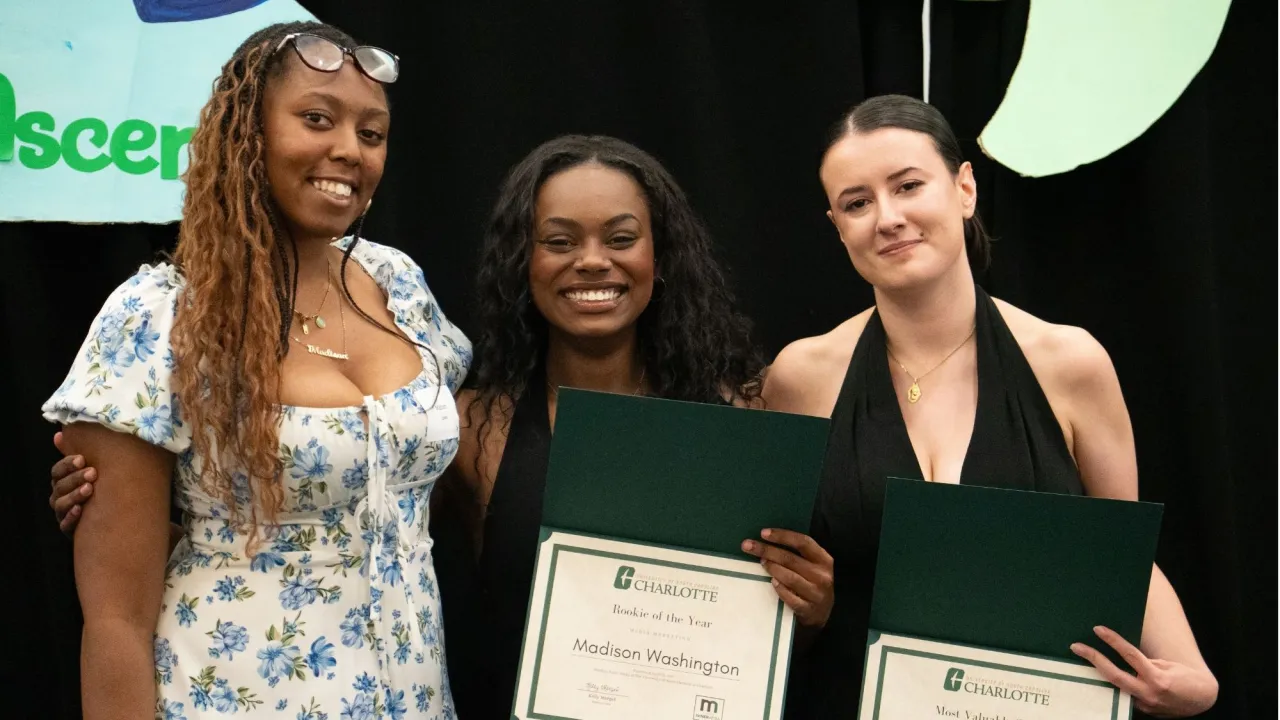 Madison Washington and Itziar Carrasco Gomez presented with departmental award by Madison Lewis