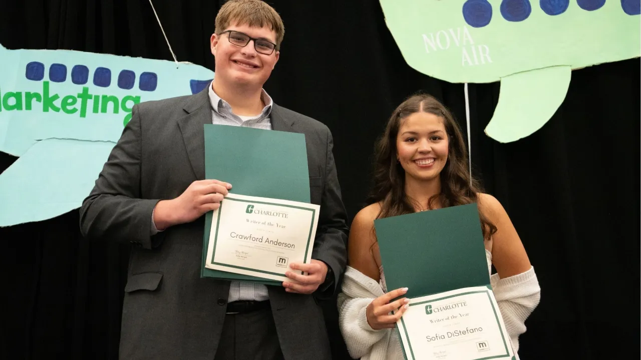 Students with their awards 