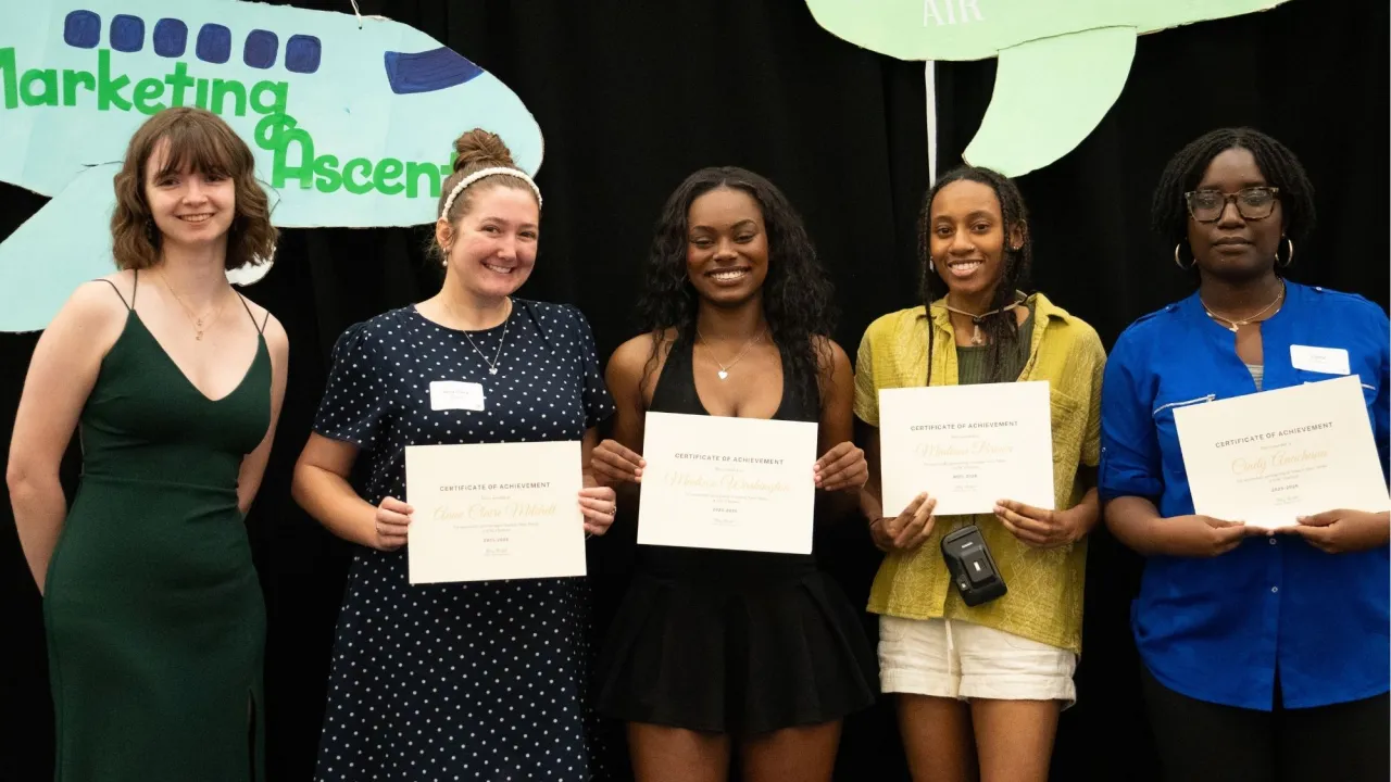 Students with their awards 